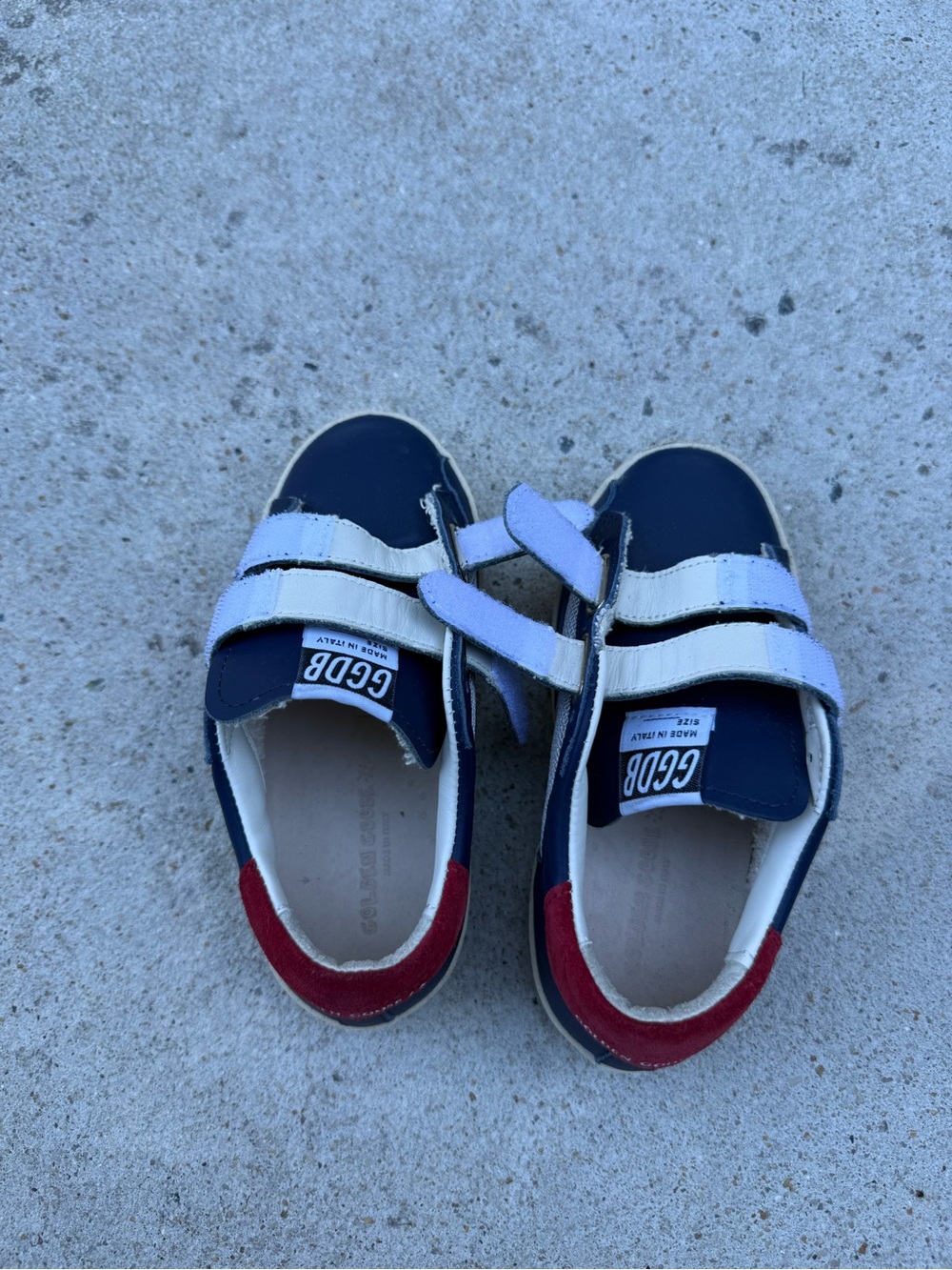 Golden Goose Kids Navy & White Velcro Sneakers with Red Accent